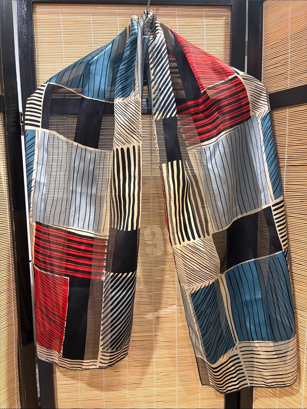 Multicolor Geometric Stripe Throw Scarf - Home Accents
